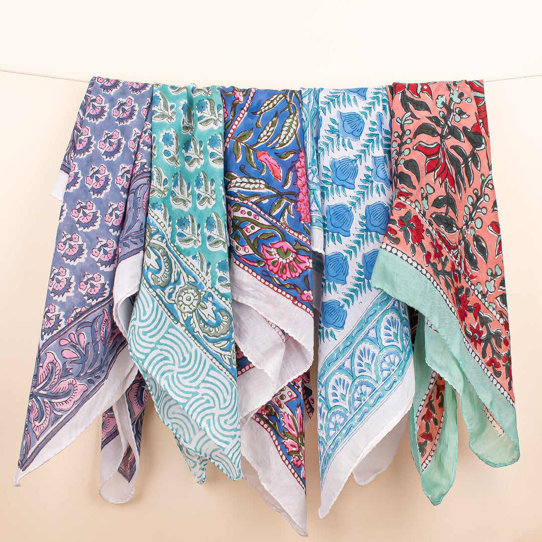 Set of 5 Soft Cotton Bandanas For Men & Women, Light Wight Head Scarf Bandana, Unisex Bandana Headband, Reusable Cotton Bandanas