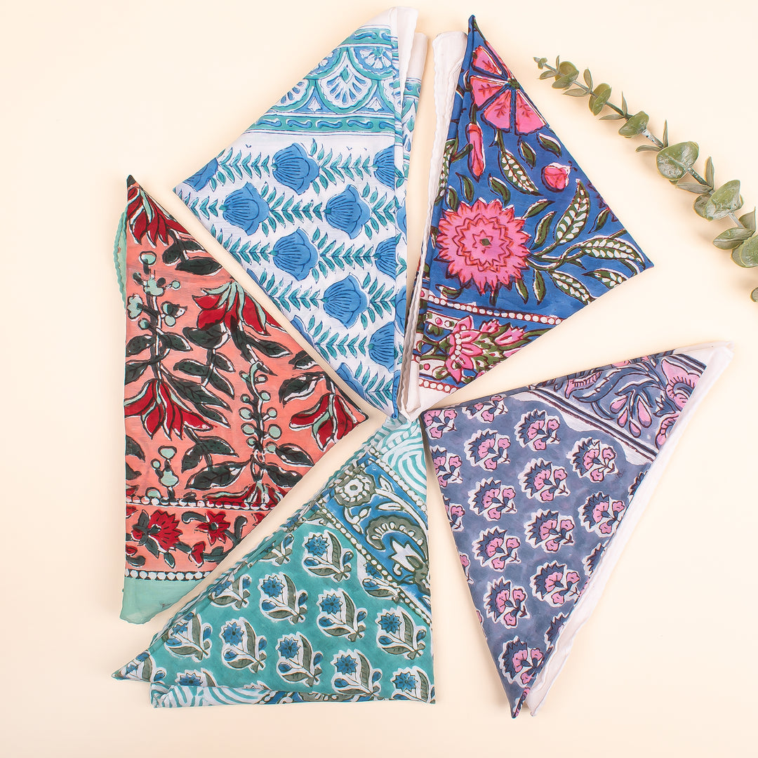 Set of 5 Soft Cotton Bandanas For Men & Women, Light Wight Head Scarf Bandana, Unisex Bandana Headband, Reusable Cotton Bandanas