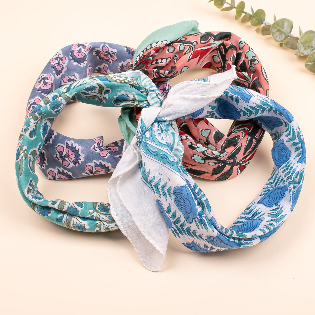 4 Cool Soft Cotton Bandana, Organic Cotton Bandanas, Headband Bandana Wrap, Organic Bandana Fabric