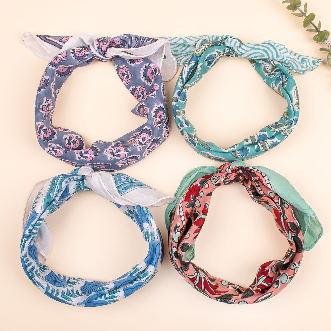 4 Cool Soft Cotton Bandana, Organic Cotton Bandanas, Headband Bandana Wrap, Organic Bandana Fabric
