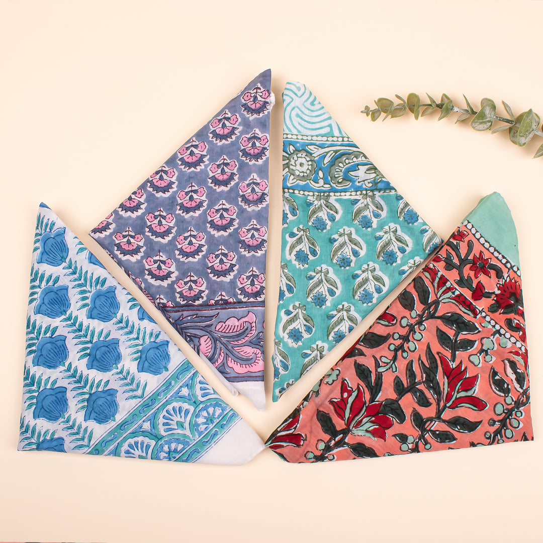 4 Cool Soft Cotton Bandana, Organic Cotton Bandanas, Headband Bandana Wrap, Organic Bandana Fabric