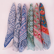 Hand Block Printed Cotton Bandana – Handmade Stylish Head Scarf for All Seasons - 6pcs