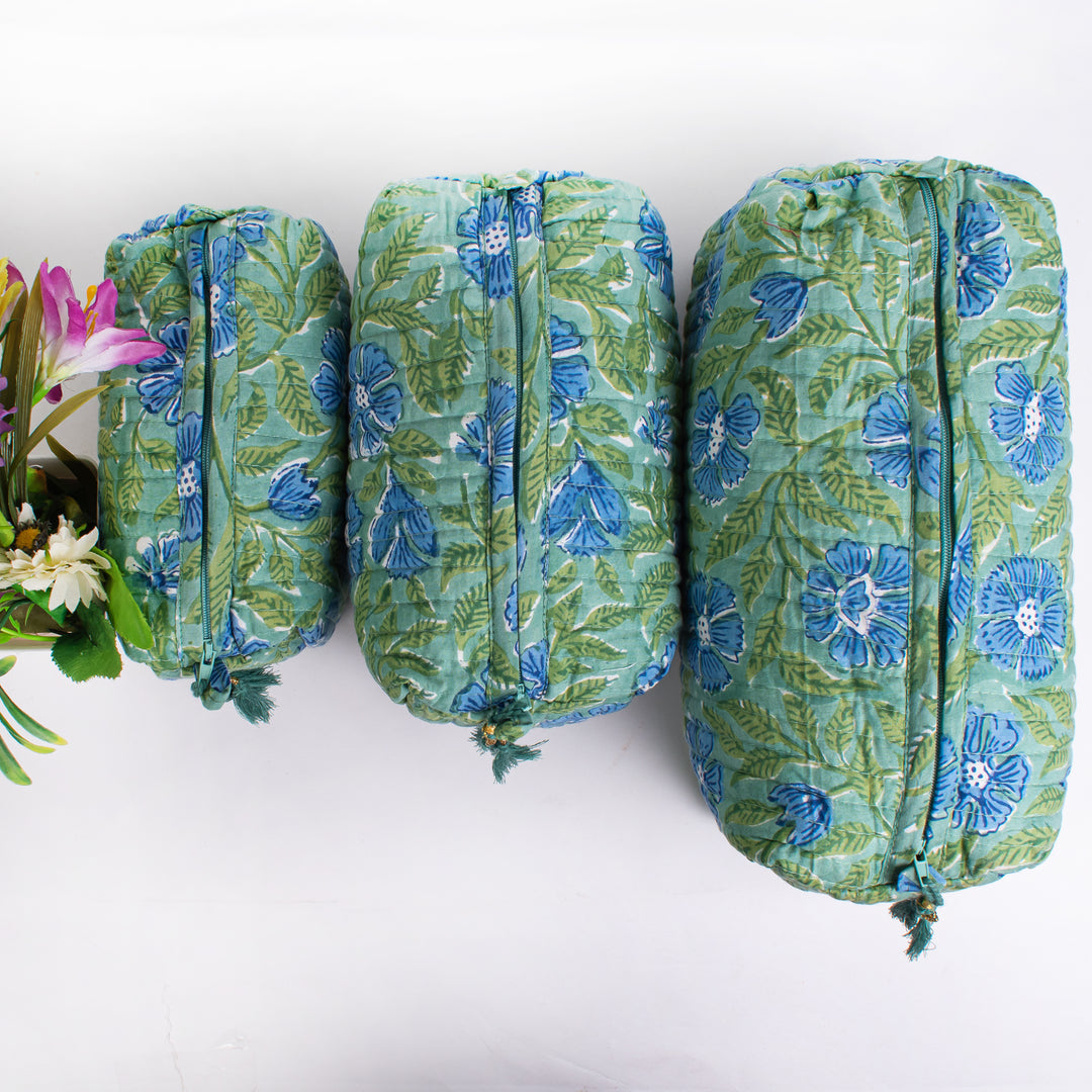 Assorted Makeup Bag, Indian Hand Block Printed Large Toiletry Bag, Waterproof Wash Bag, Cosmetic Bag, Travel Bag with Pockets, Jumbo Wash Bag - CraftJaipur