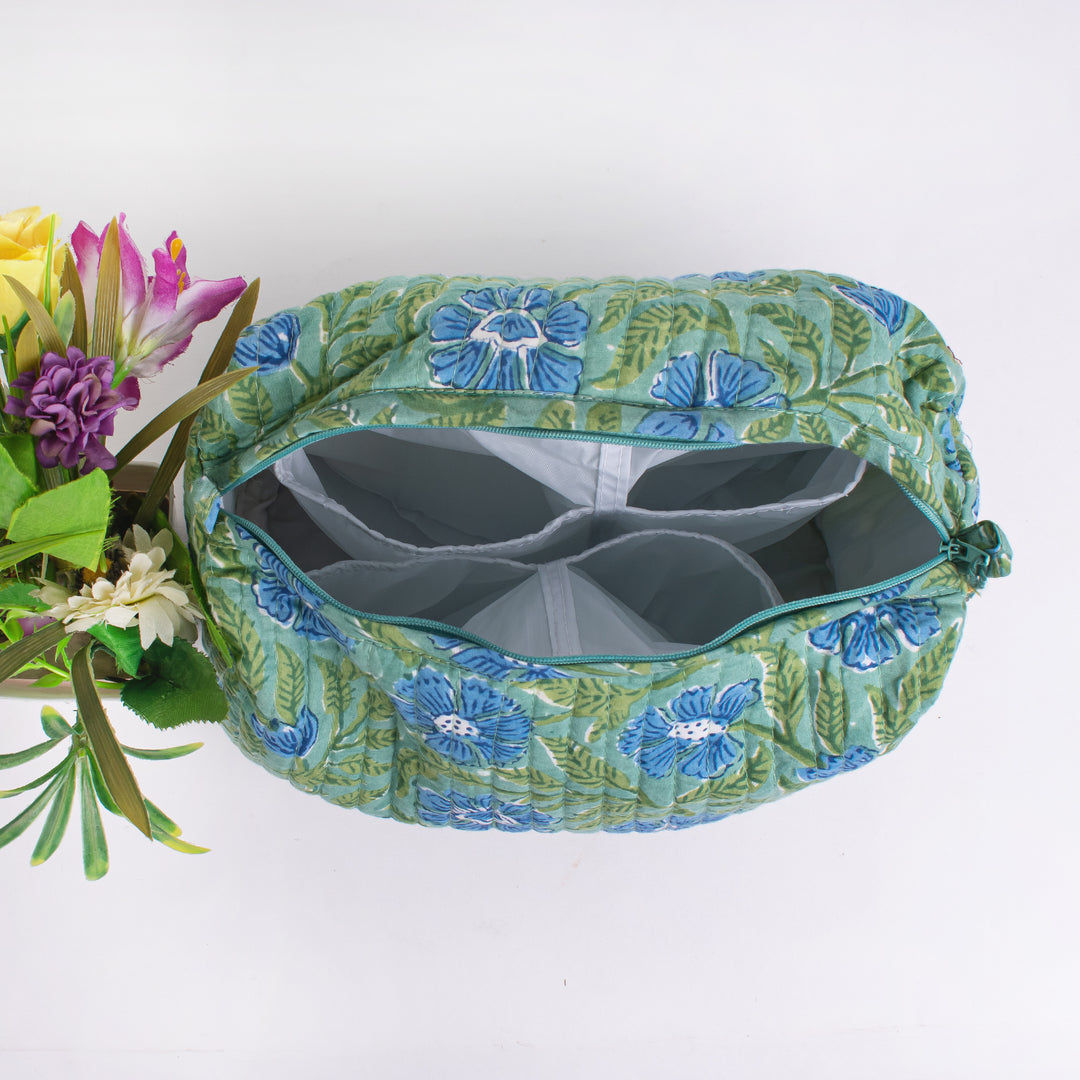 Assorted Makeup Bag, Indian Hand Block Printed Large Toiletry Bag, Waterproof Wash Bag, Cosmetic Bag, Travel Bag with Pockets, Jumbo Wash Bag - CraftJaipur