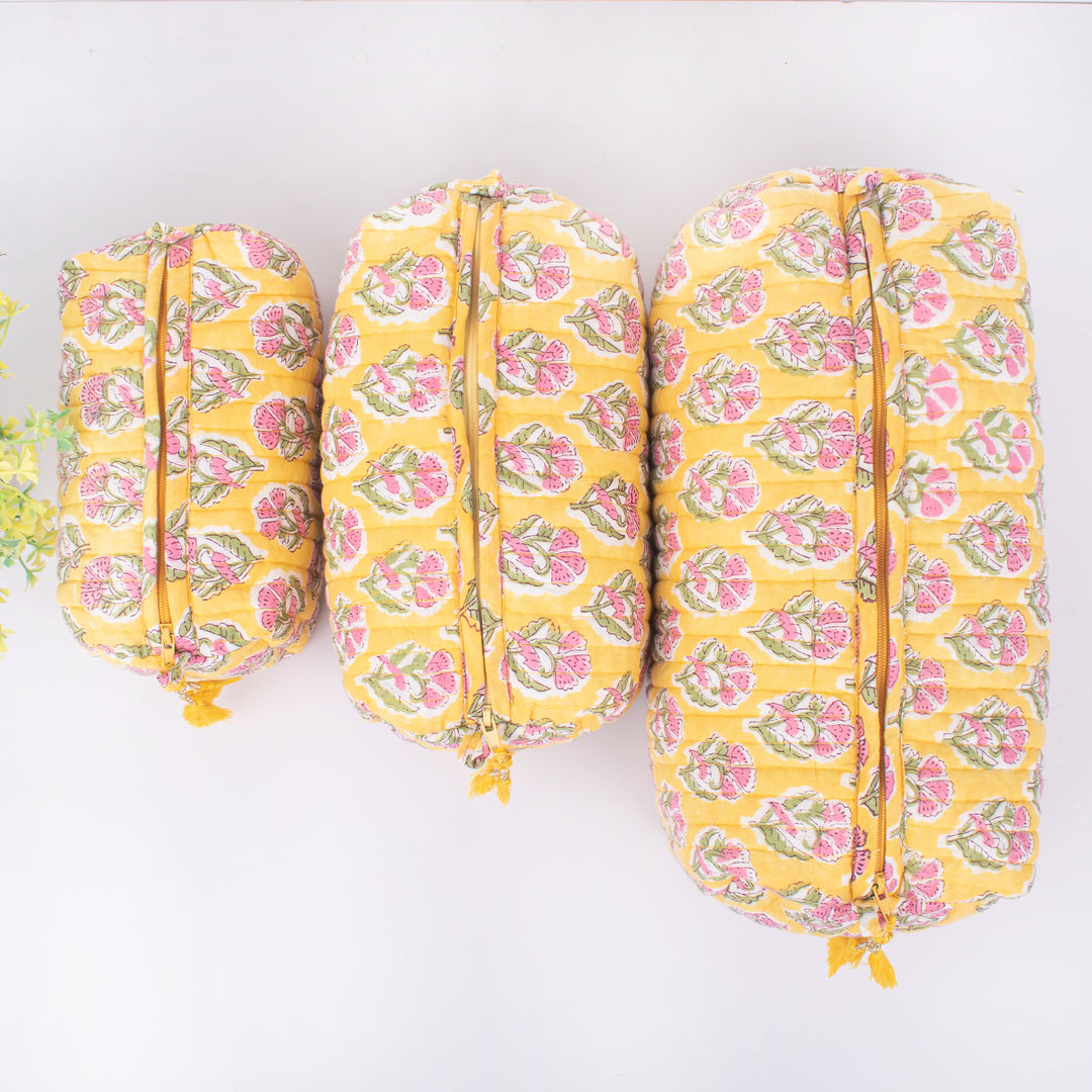 Block Printed Toiletry Bag, Waterproof Wash Bag, Makeup Bag, Cosmetic Bag, Travel Bag with Pockets, India Wood Blocks, Jumbo Wash Bag
