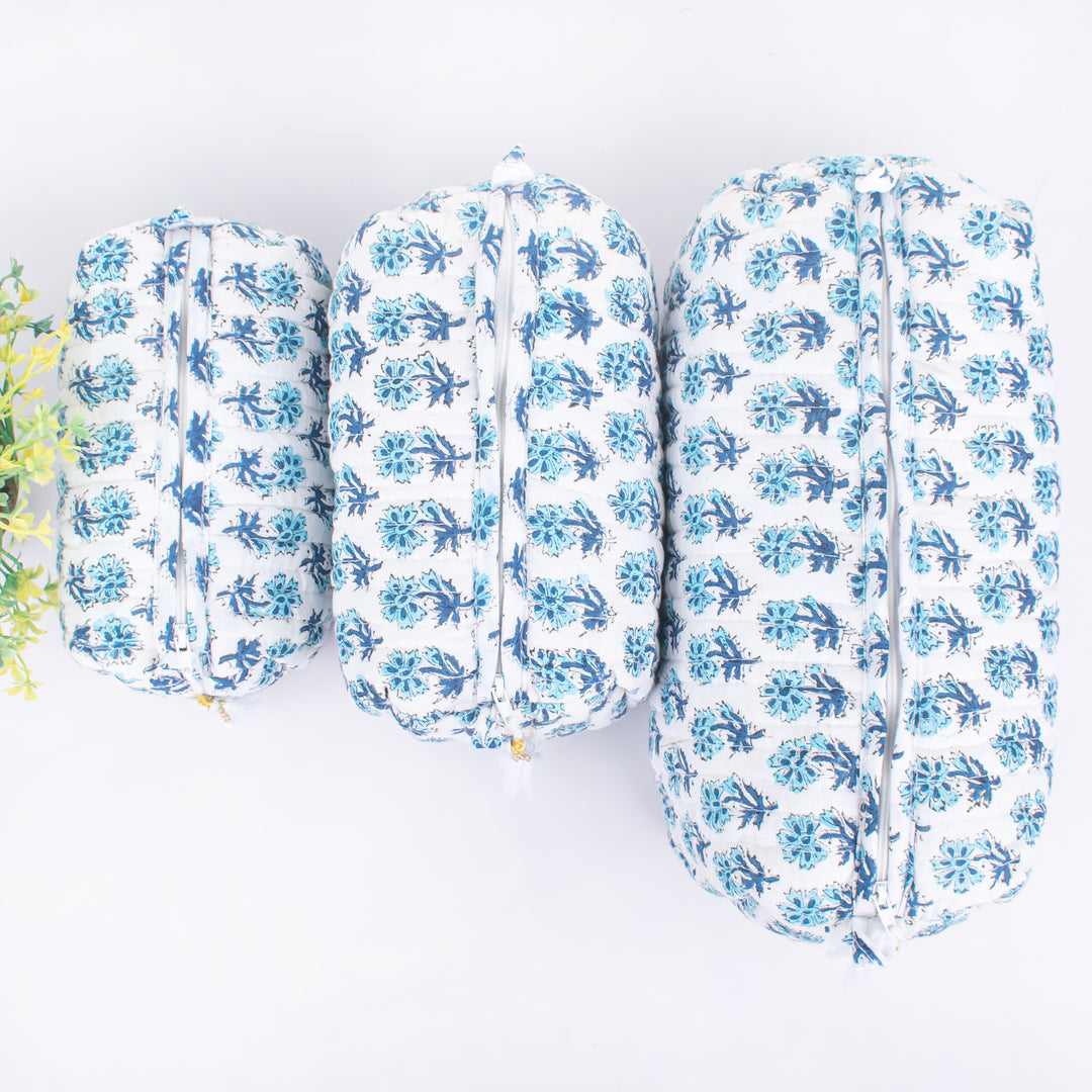ORGANIC Cotton Handmade block printed Zipper Pouch, Make-up purse, Utility bag- Gift for Her - CraftJaipur