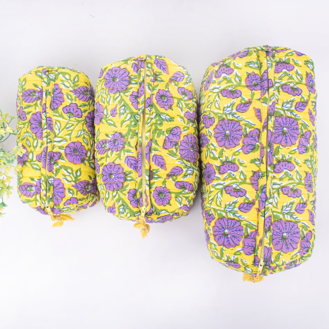 Indian Hand Block Print Toiletry Bag, Quilted Wash Bag, Cosmetic Pouch, Travel bag, Makeup Bag, Gift For Her - CraftJaipur