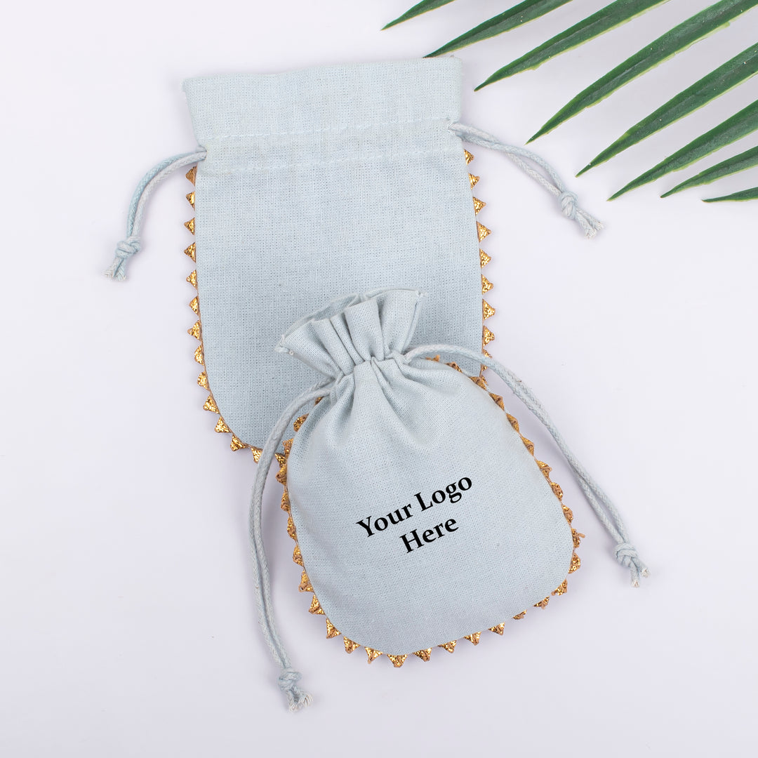 Pack Of 100 Light Grey Round Lace Jewelry Packaging Pouch, Designer Wedding Favor Bags