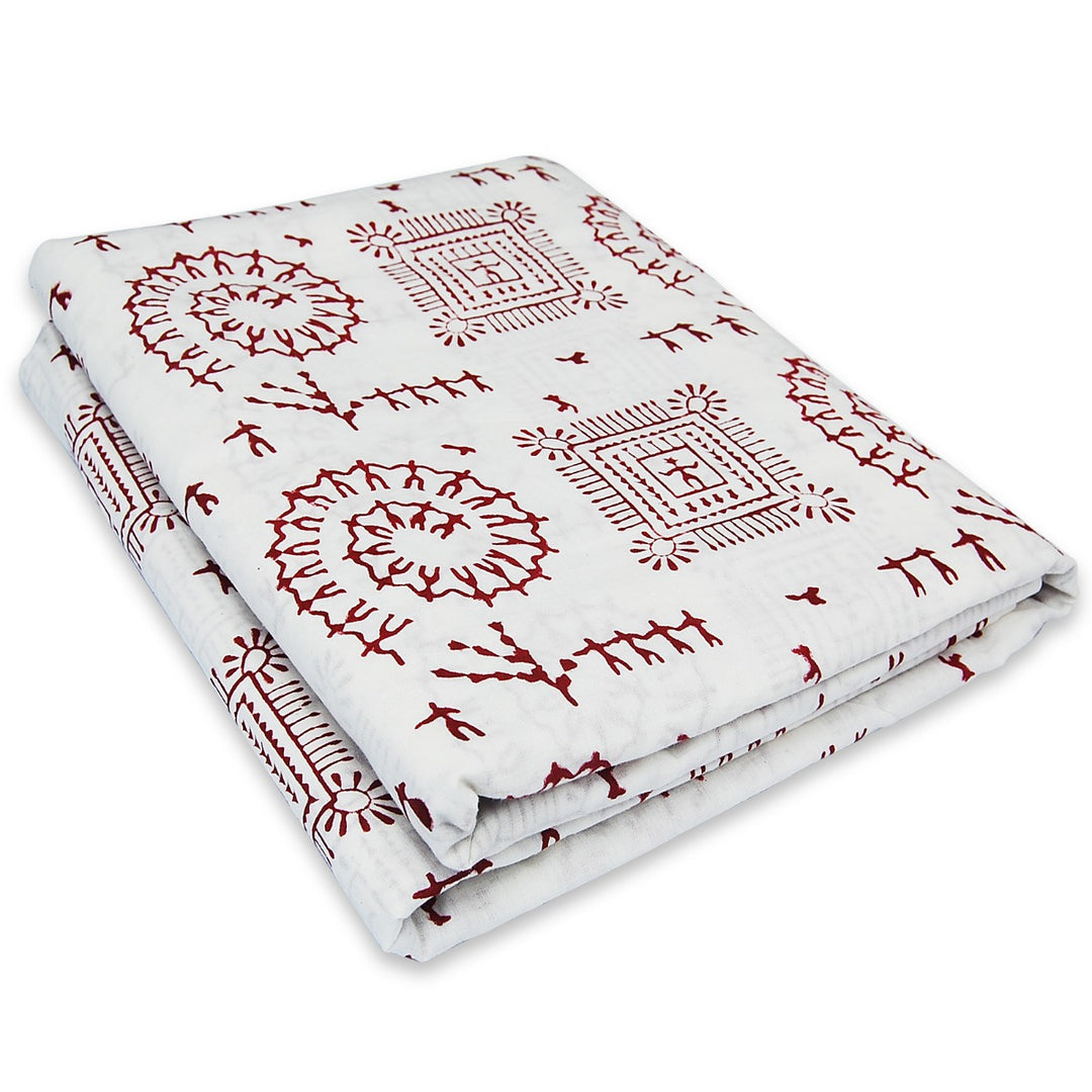 Vintage Floral Block Printed Cotton Sanganeri Running Fabric-Craft Jaipur