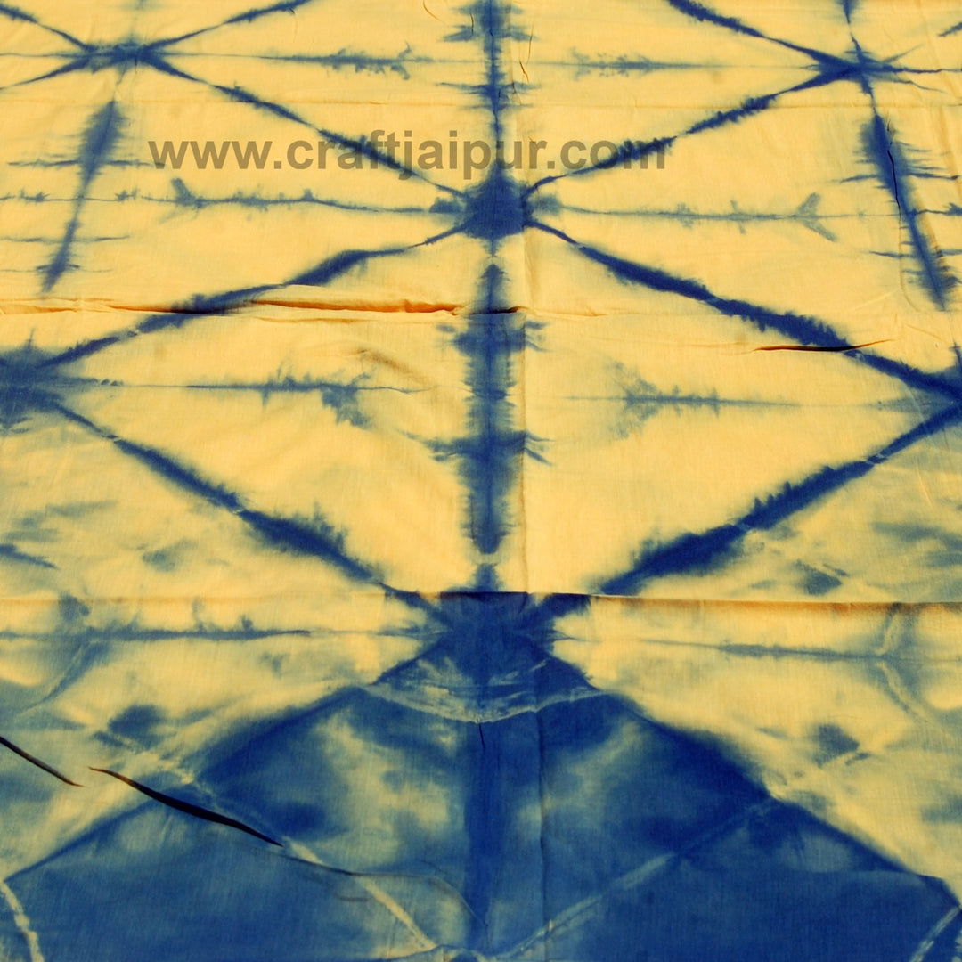 Yellow And Blue Tie & Dye Cotton Running Fabric