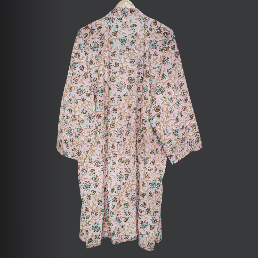 Women's Cotton Dressing Gown, Kimono Bathrobe for Womens, 100% Cotton Robes for Women, Indian Cotton Bathrobes