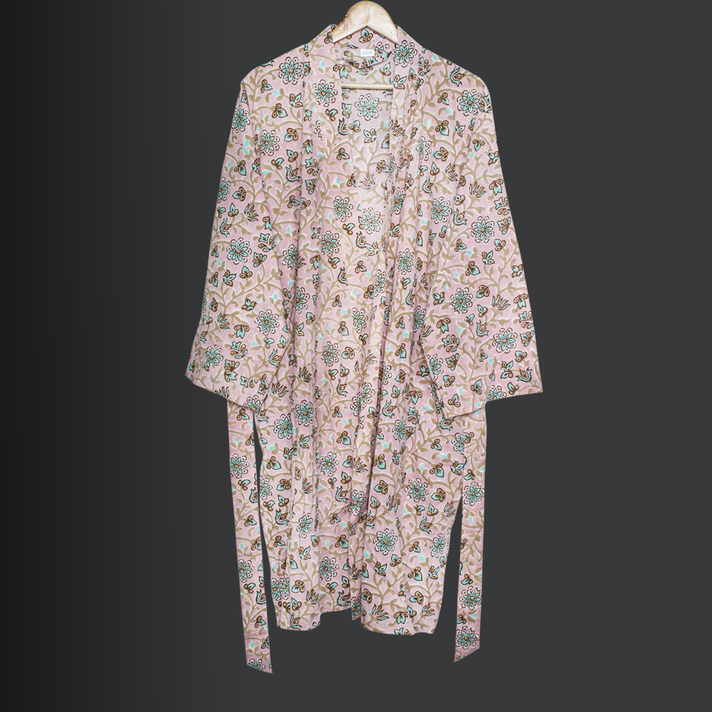 Women's Cotton Dressing Gown, Kimono Bathrobe for Womens, 100% Cotton Robes for Women, Indian Cotton Bathrobes