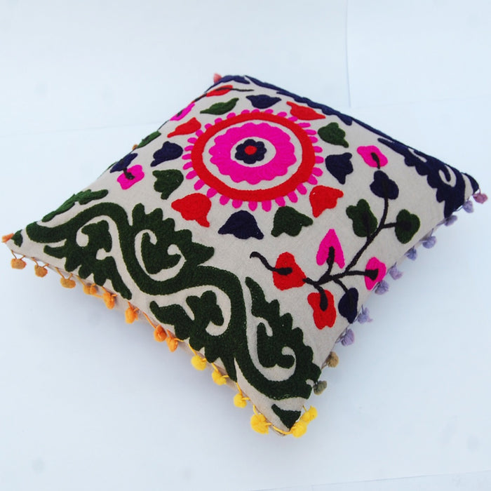 Home Decor Indian Suzani Cushion Covers Embroidery - CraftJaipur