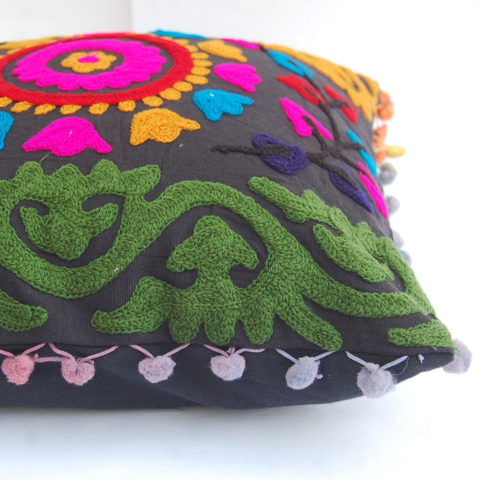 Handmade Suzani Pillow Cover Woolen Embroidery Cushion - CraftJaipur