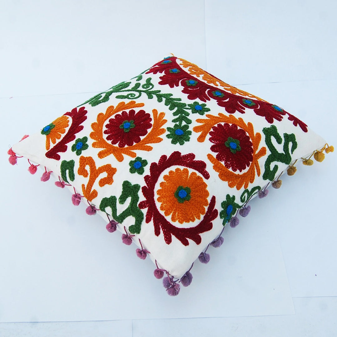 Cotton Pillow Cover Embroidery Suzani Floral Cushions