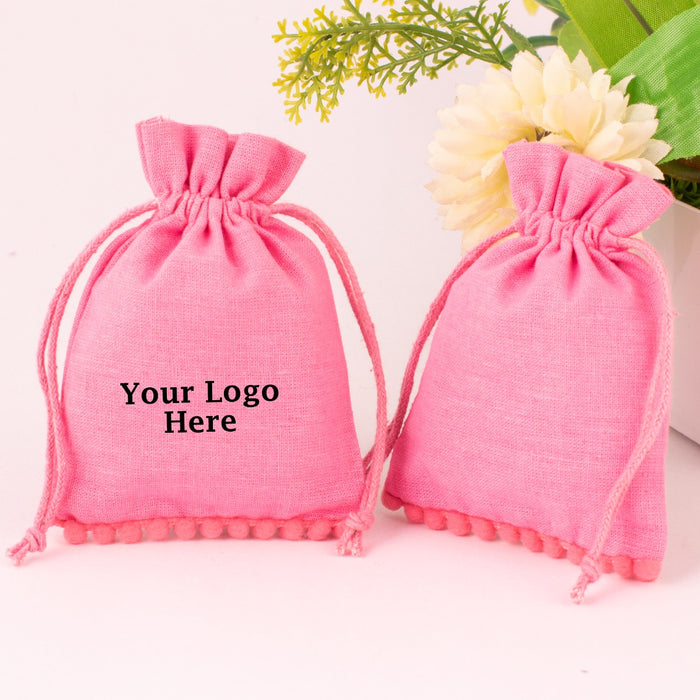 Cotton Bags with Your Logo Print Drawstring Pouches Custom Jewelry Packaging Bags Chic Wedding Favor Bags Jewelry Pouch