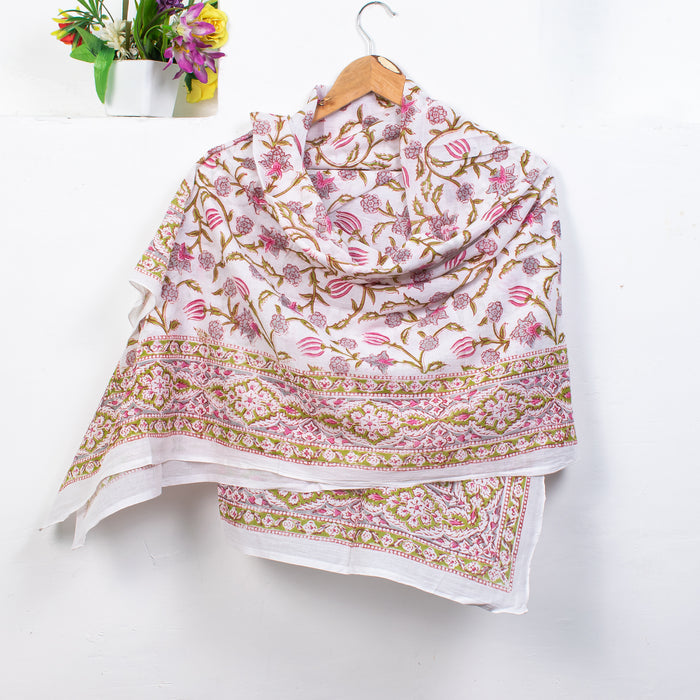 Beautiful Floral Print Scarves Colorful Boho Pattern Lightweight Soft Voile Scarf - CraftJaipur
