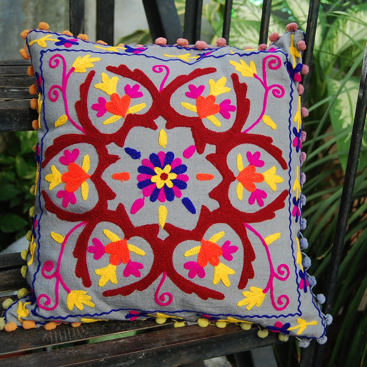 Cushion Cover Indian Suzani Pillow Cases Woolen Embroidered - CraftJaipur