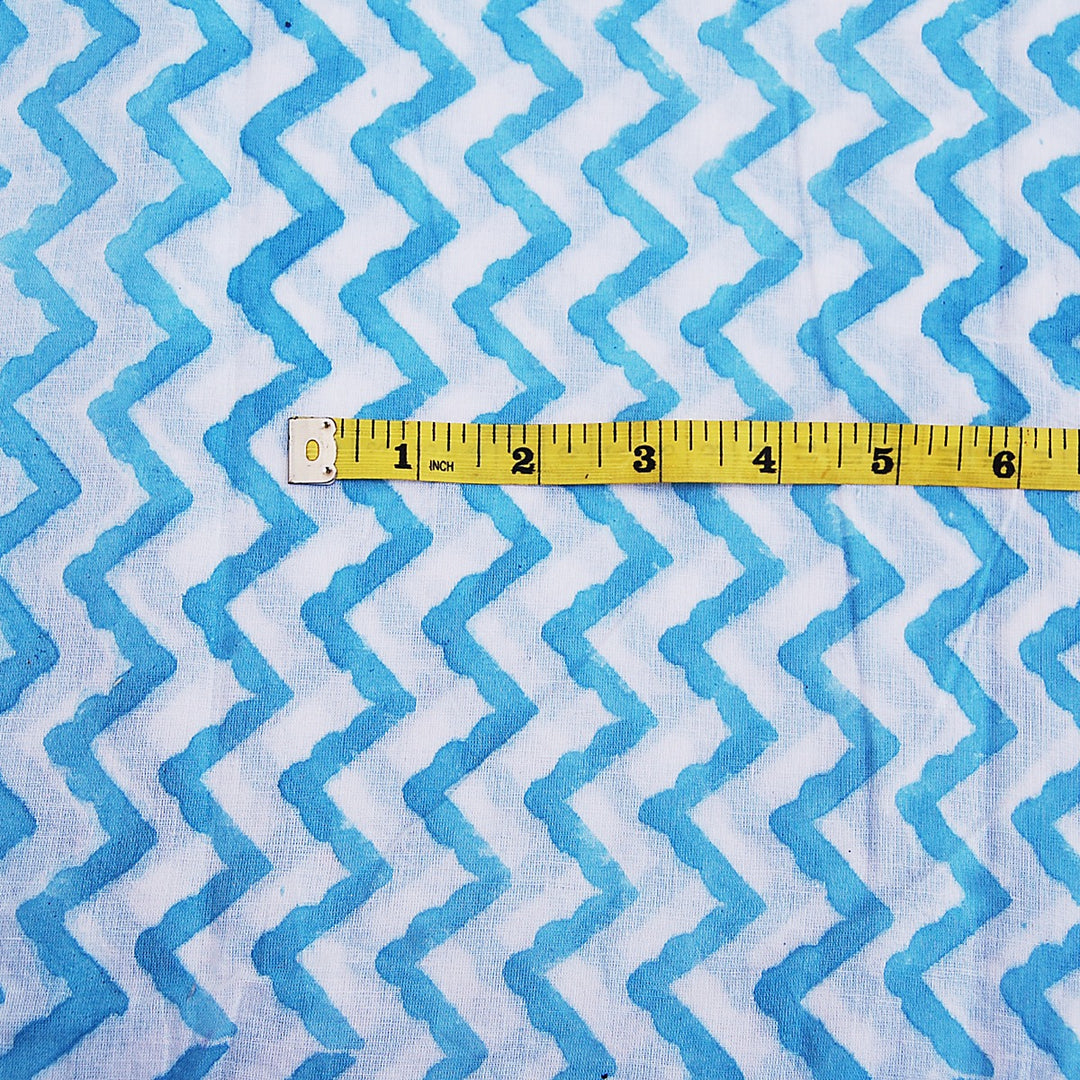 Zig Zag Block Printed Running Cotton Indian Dress Fabric