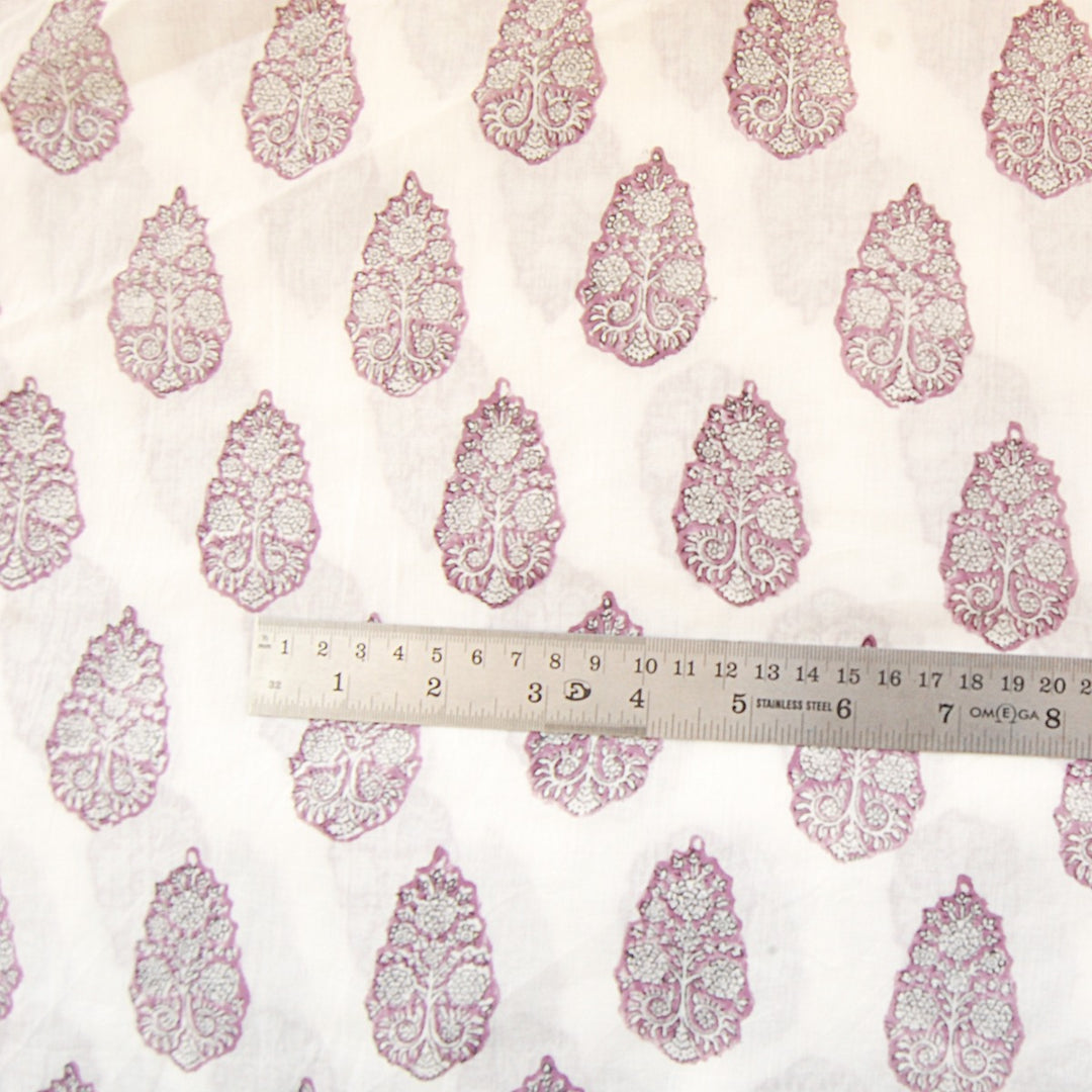 Floral Wooden Block Printed Indian Cotton Sewing Voile Fabric