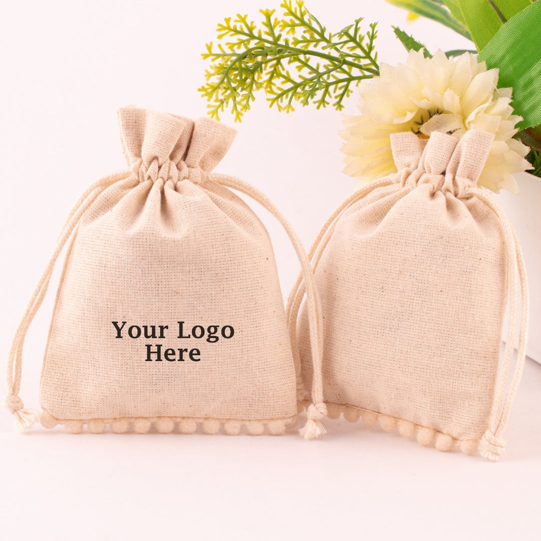 Custom Jewelry Packaging Pouch Logo Personalized Drawstring Bag Small Wedding Favor Ring Cotton Pouch Bag