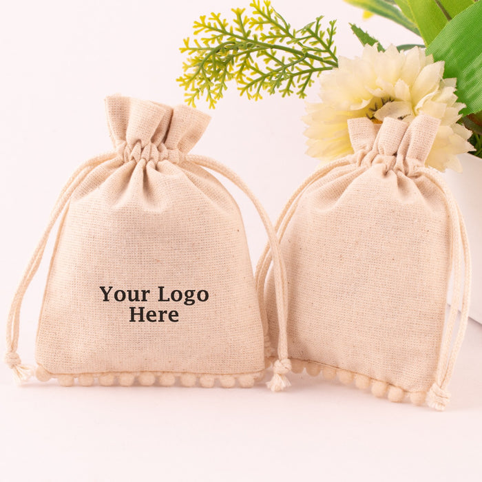 Custom Jewerly Packaging Pouch Logo Personalized Drawstring Bag Small Wedding Favor Ring Cotton Pouch Bag