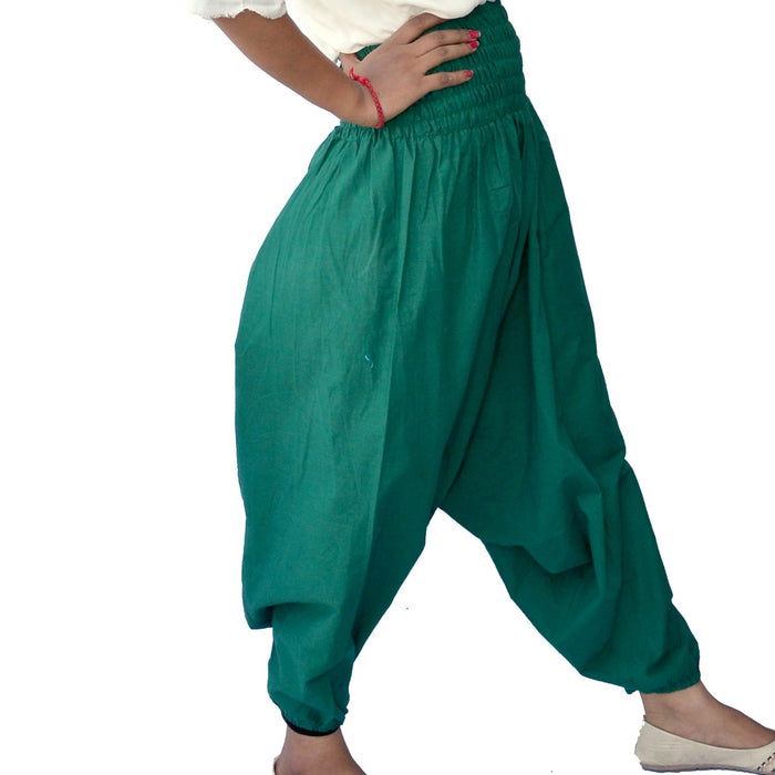 Men Women Harem Pants Cotton Baggy Yoga Aladdin Green Trouser - CraftJaipur