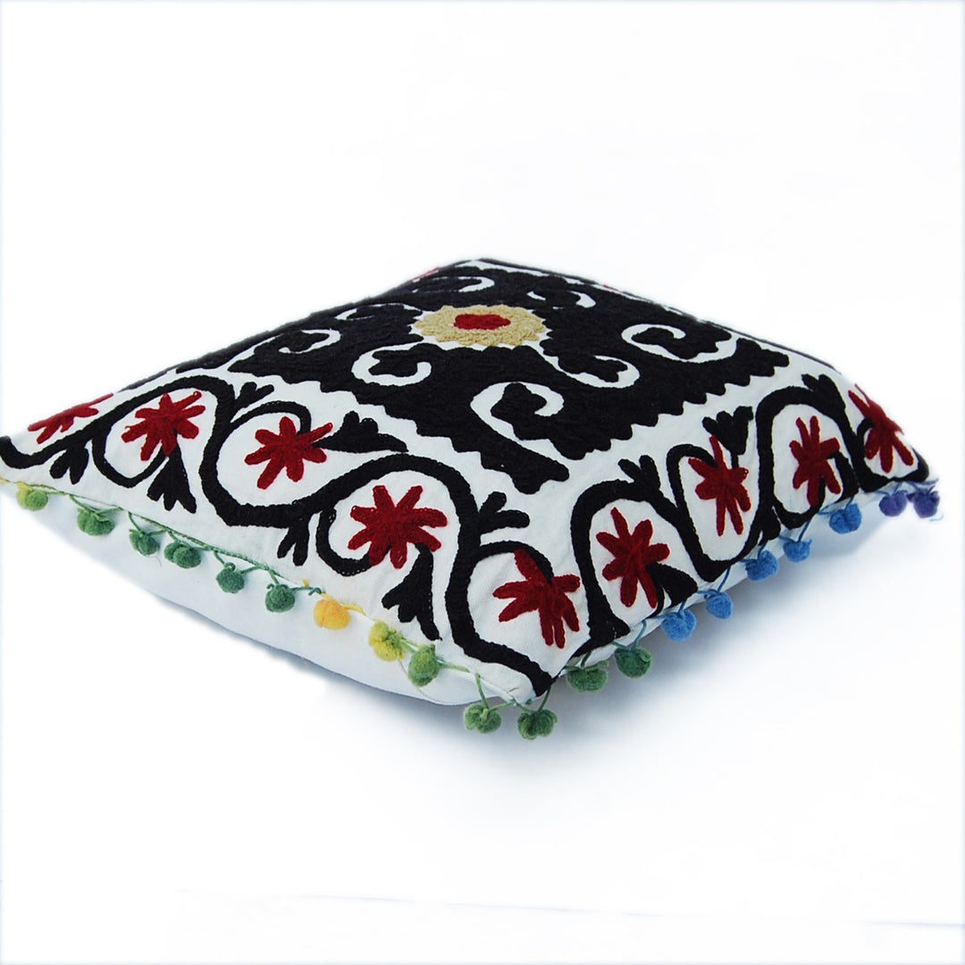 Handmade Cushion Cover Suzani Embroidery Pillows Home Decor - CraftJaipur