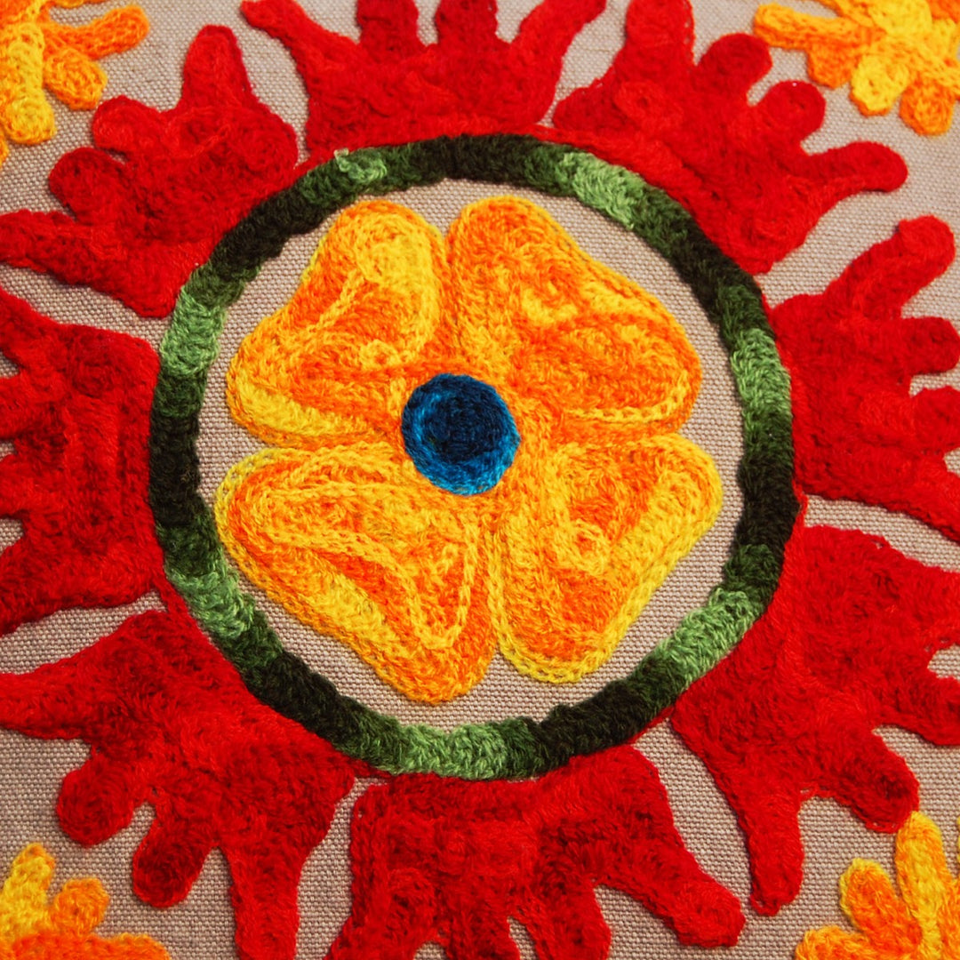 Square Suzani Cushion Covers Embroidered Pillow Cases-Craft Jaipur