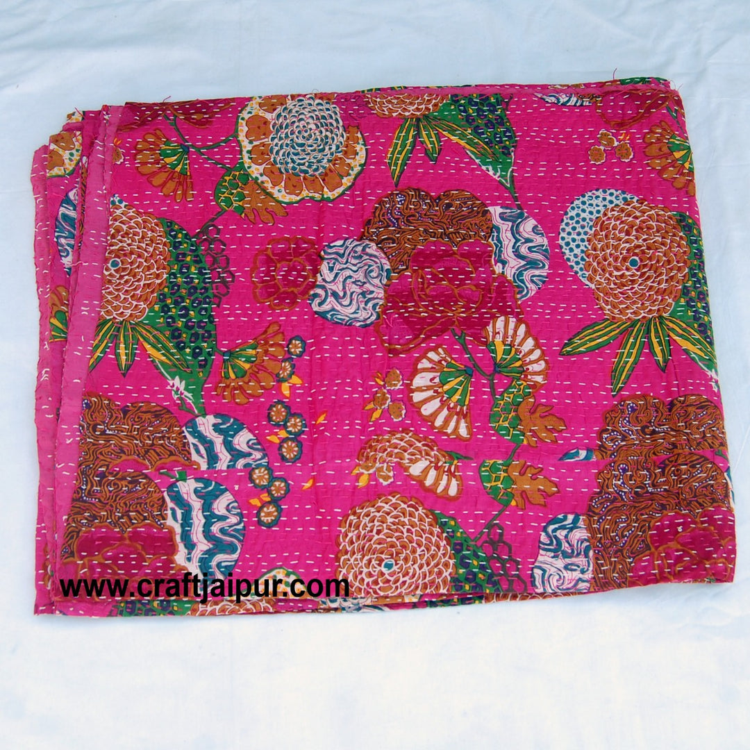 Cotton Handmade Quilt Vintage Kantha, Indian Throw Bedspread Ralli Gudari