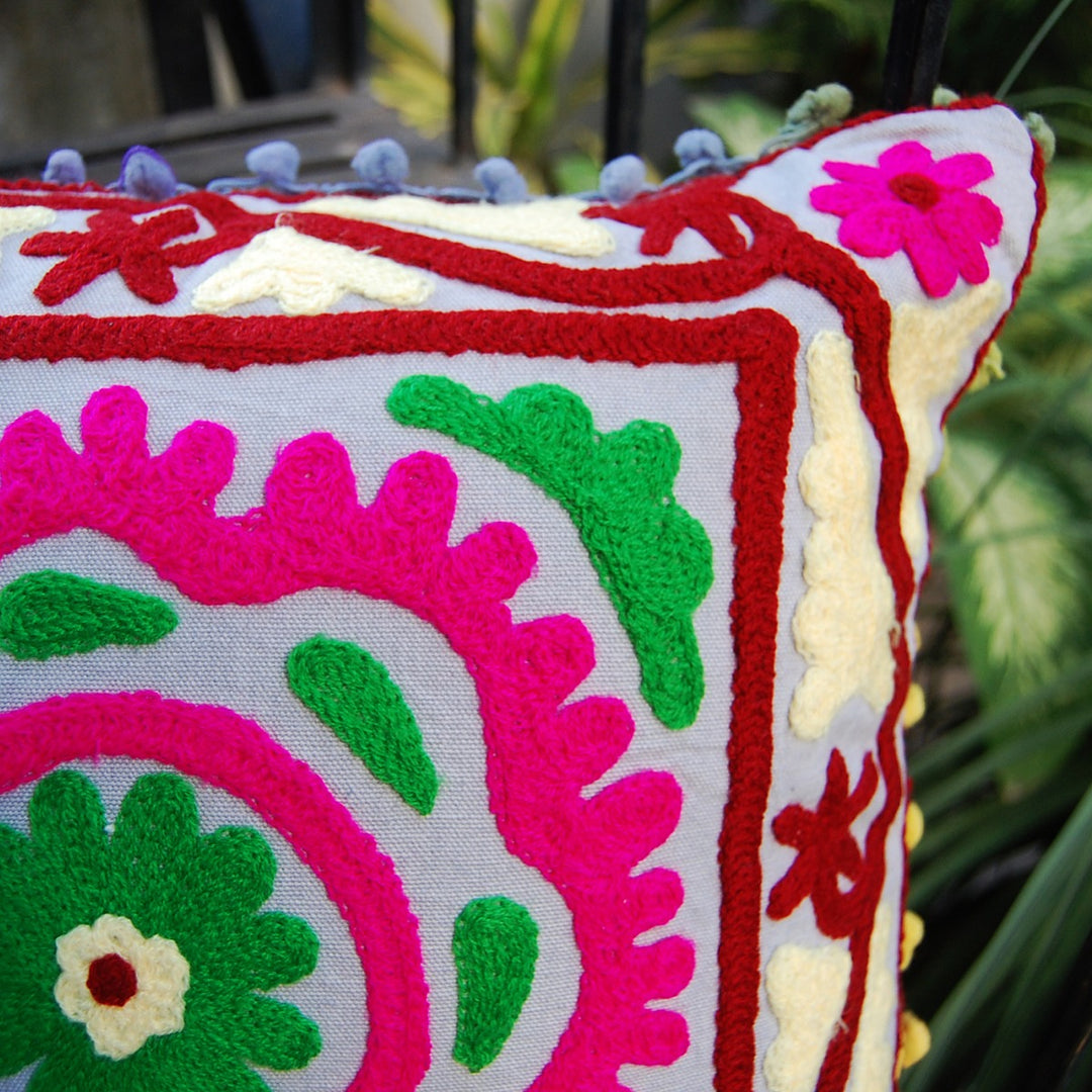 Embroidered Pillow Cases Suzani Cushion Cover Square - CraftJaipur