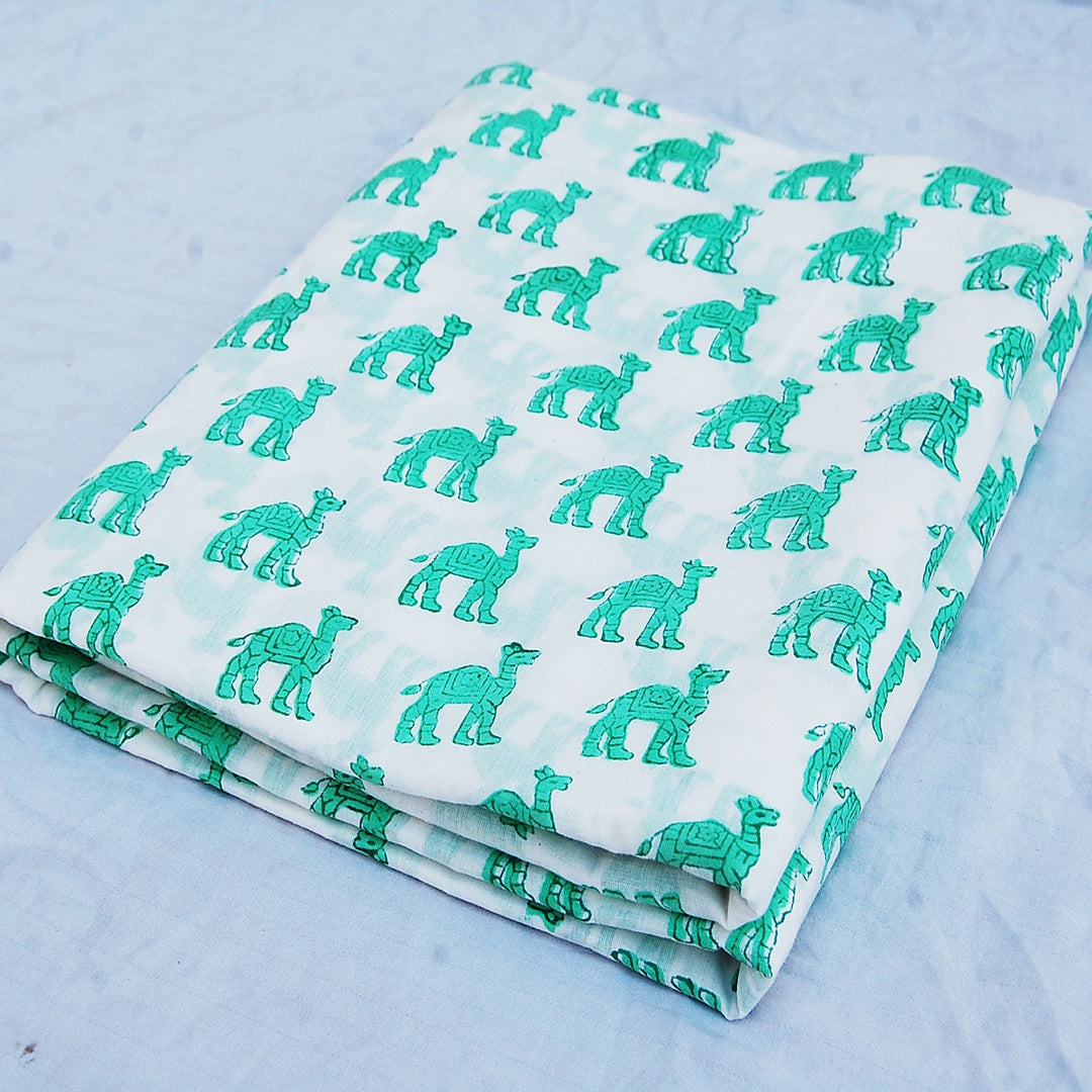 Camel Hand Block Print Indian Natural Cotton Fabric