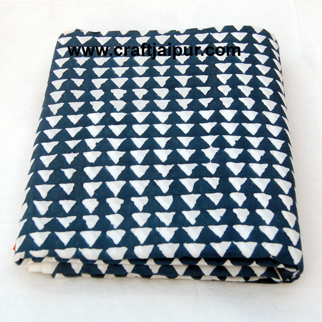 Indigo Blue Zig Zag Printed Indian Cotton Sewing Craft Fabric - CraftJaipur