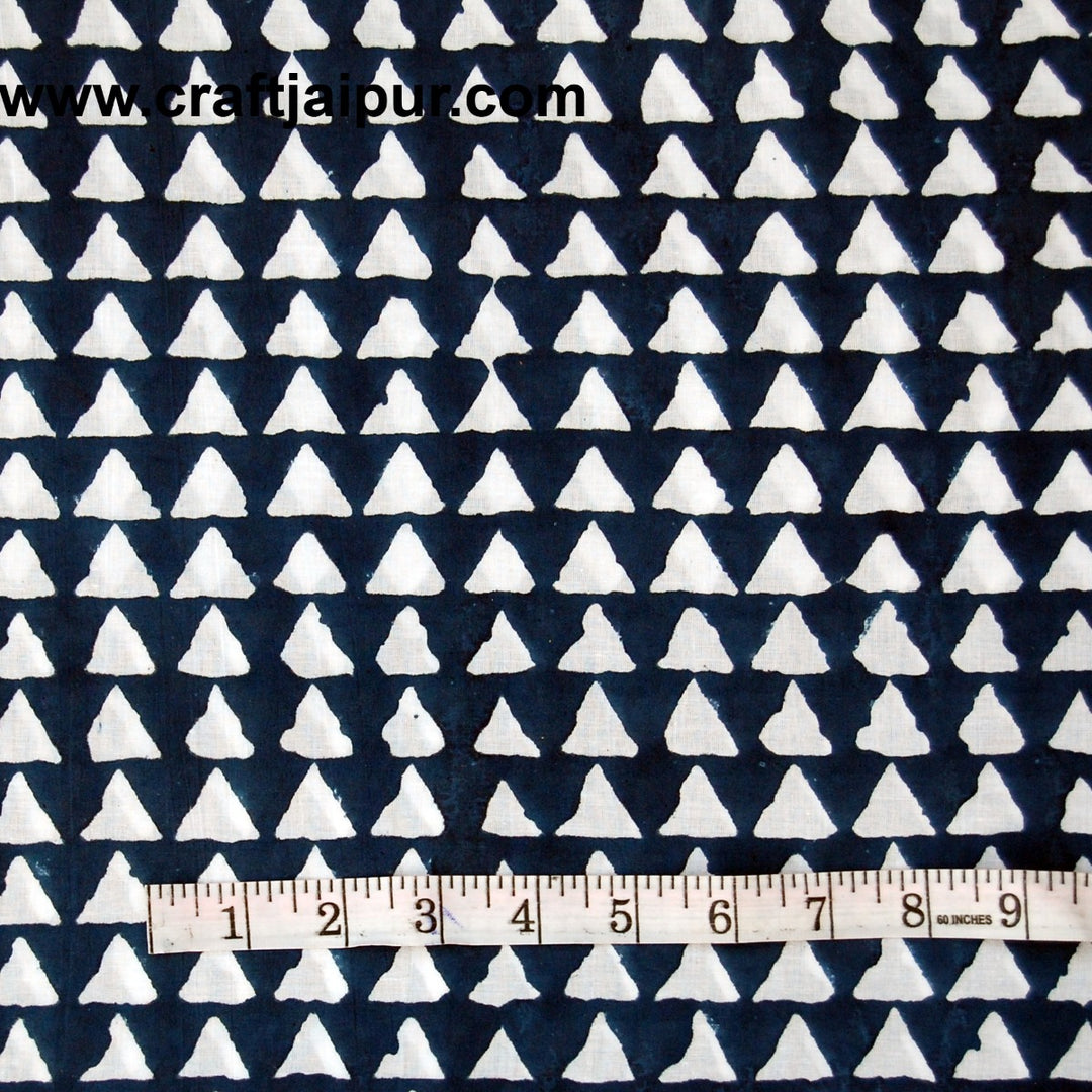 Indigo Blue Zig Zag Printed Indian Cotton Sewing Craft Fabric - CraftJaipur