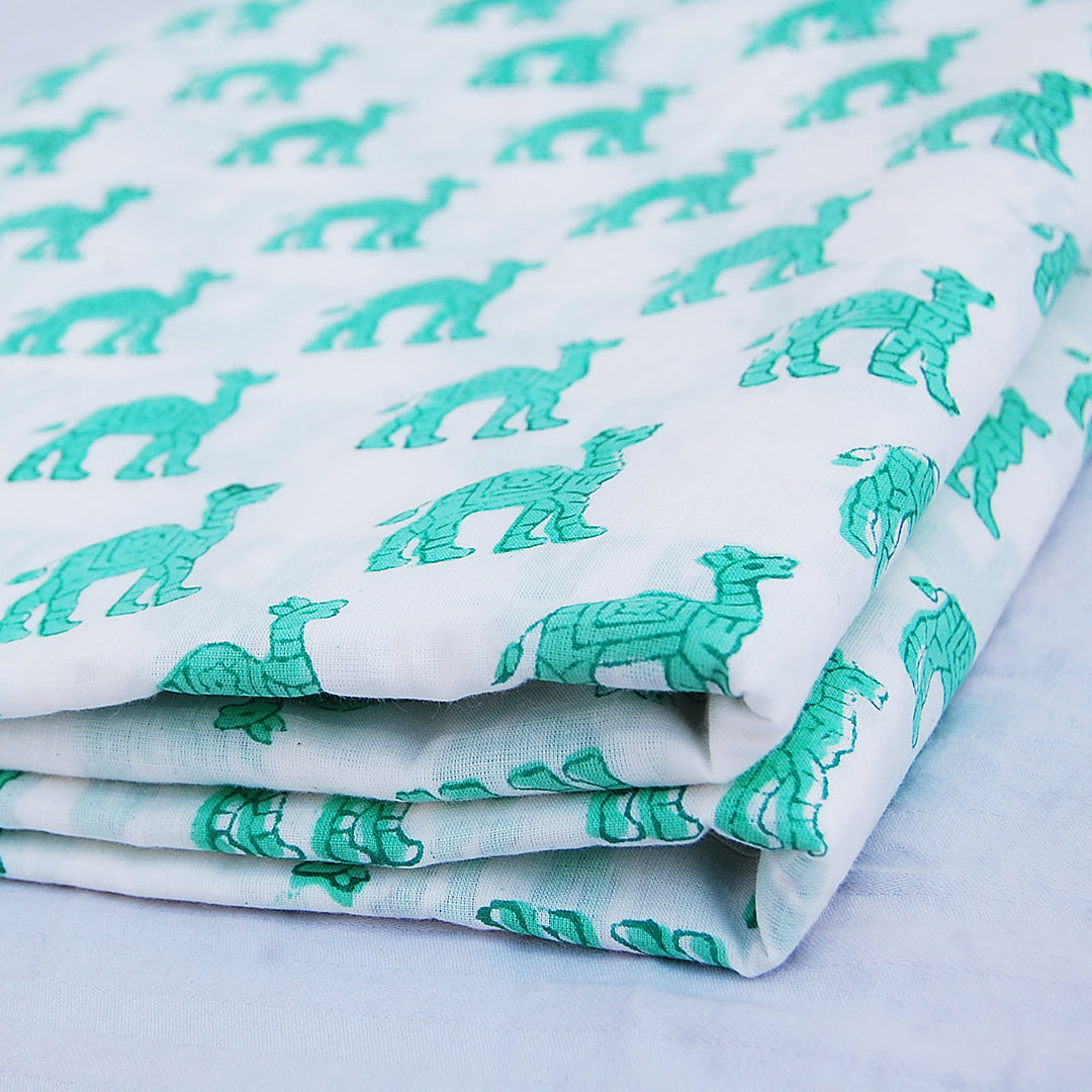 Camel Hand Block Print Indian Natural Cotton Fabric