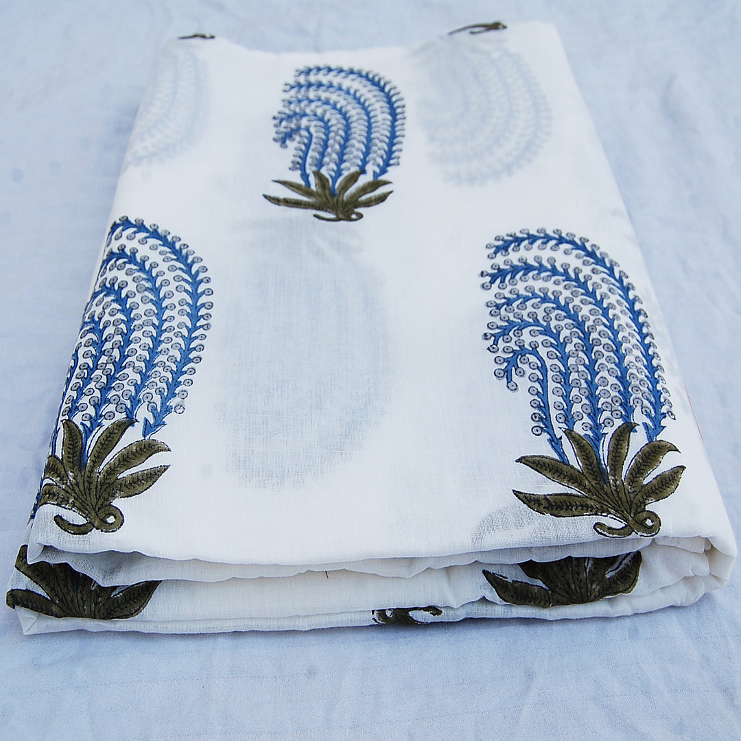 Hand Block Printed Natural Cotton Dress Sewing Craft Fabric