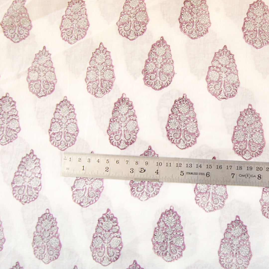 Floral Wooden Block Printed Indian Cotton Sewing Voile Fabric