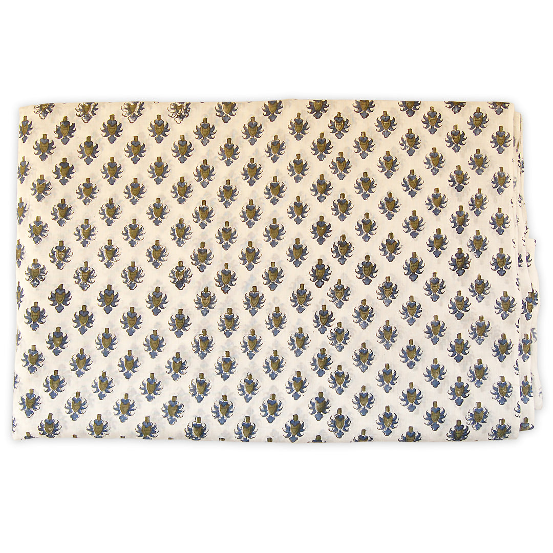 Hand Block Printed Floral Running Cotton Dressmaking Fabric