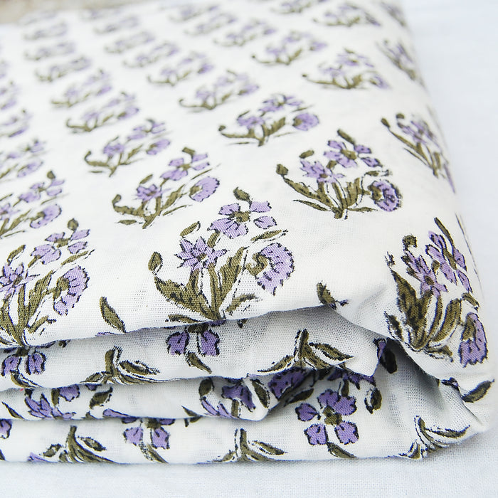 Cotton Hand Block Print Sanganeri Running Floral Fabric Voile - CraftJaipur