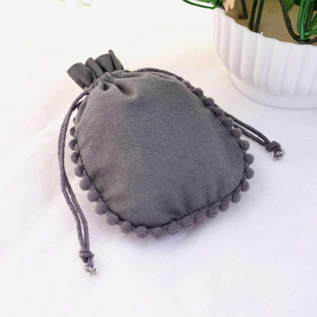 Set Of 100 Designer Grey Drawstring Pouches, Custom Jewelry Bag