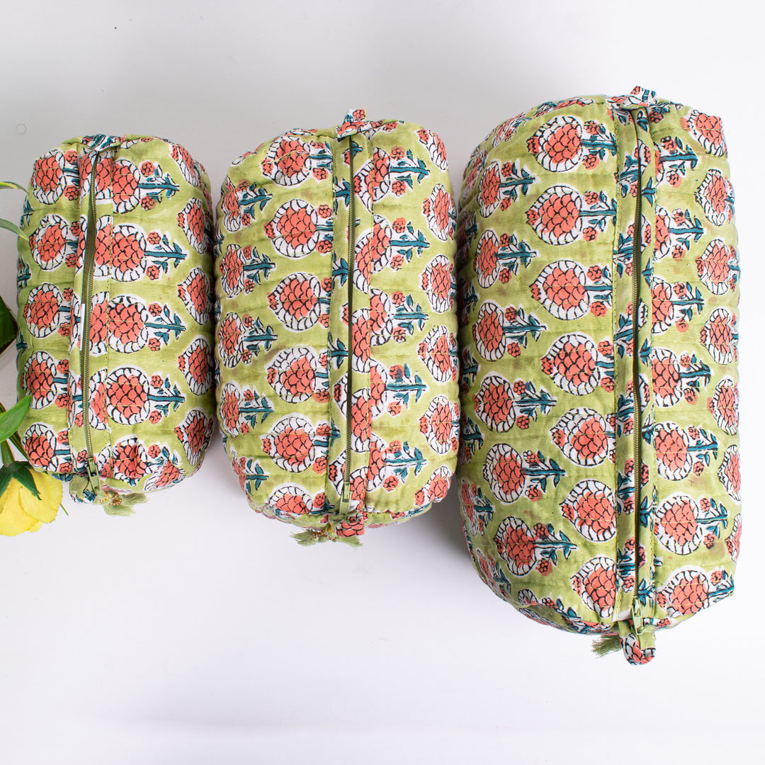 Assorted Makeup Bag, Hand Block Printed Large Toiletry Bag, Waterproof Wash Bag, Cosmetic Bag, Travel Bag with Pockets, Jumbo Wash Bag - CraftJaipur