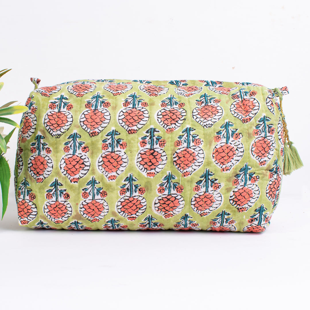 Assorted Makeup Bag, Hand Block Printed Large Toiletry Bag, Waterproof Wash Bag, Cosmetic Bag, Travel Bag with Pockets, Jumbo Wash Bag - CraftJaipur
