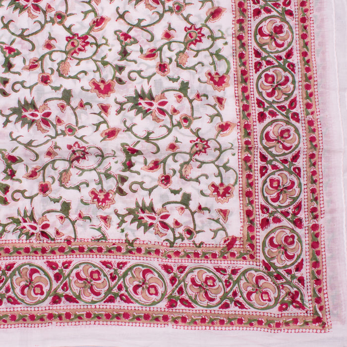 Beautiful Floral Print Scarves,Indian Cotton Hand Block Print Sarong, Handmade Cotton Duppata, Decorative Women Beach Wear Pareo Indian scarf - CraftJaipur