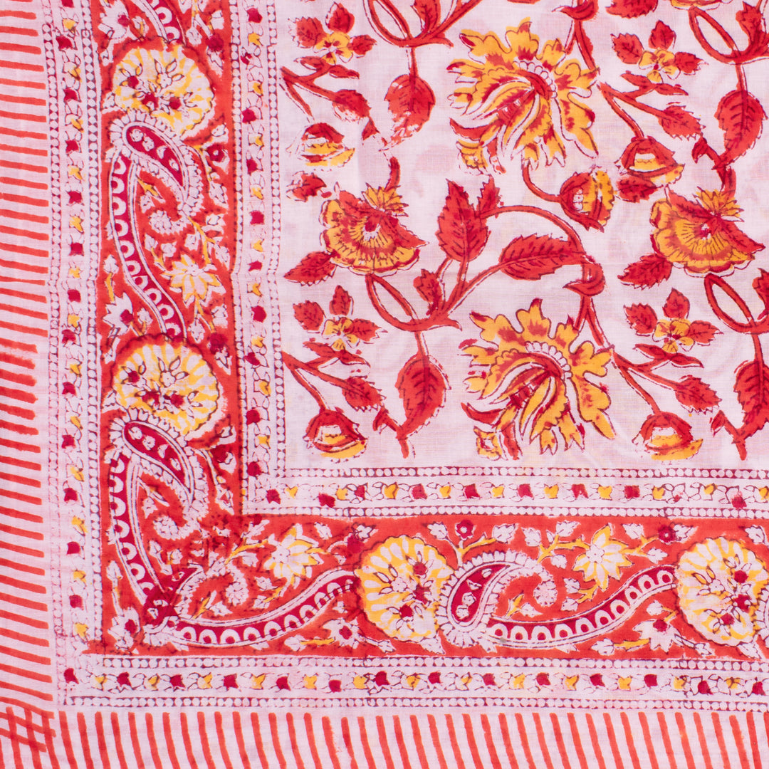 Beach Wear Sarong Floral Hand Block Print Pure Soft Cotton - CraftJaipur