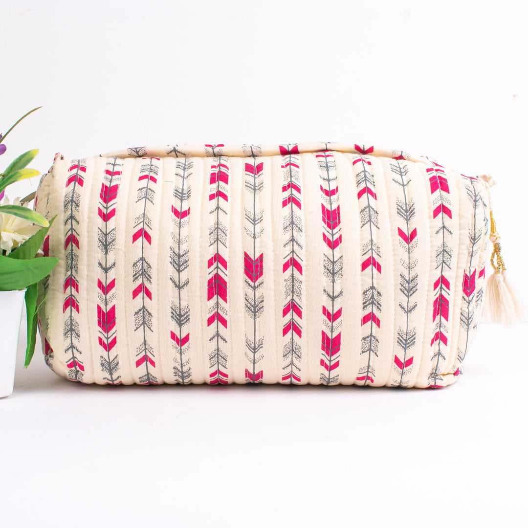Assorted Makeup Bag, Indian Hand Block Printed Large Toiletry Bag, Waterproof Wash Bag, Cosmetic Bag, Travel Bag with Pockets, Jumbo Wash Bag