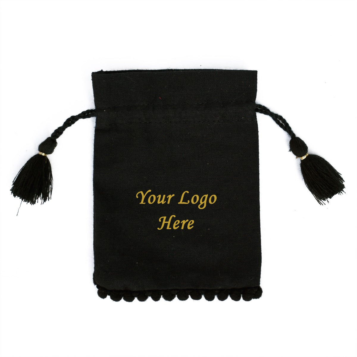 Personalized Jewelry Pouches Small Black Storage Drawstring Bags - CraftJaipur