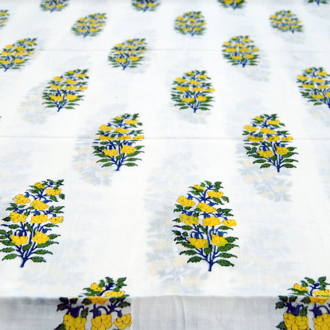 Floral Block Printed Running Cotton Voile Dress Sewing Fabric