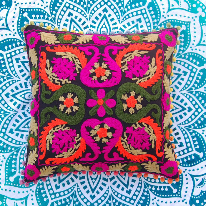 Pillow Cases Suzani Cushion Covers Multi Embroidery - CraftJaipur