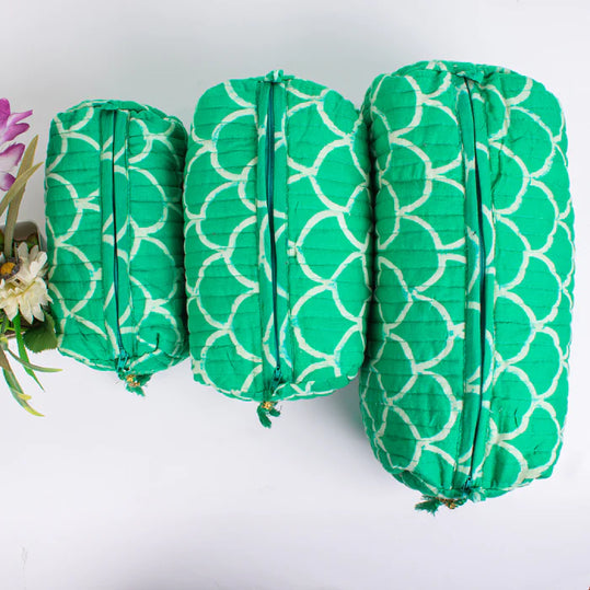 A Fusion of Beauty and Tradition: Block Print Cosmetic Makeup Bags
