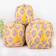 Beautiful Hand Block Printed Waterproof Makeup Bags for Travel